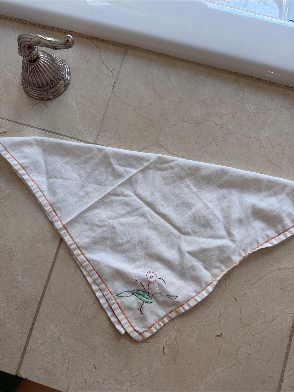 White Embroidered Bandana - Unbranded